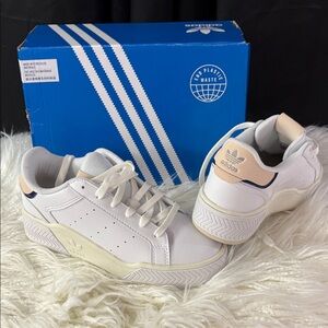 Adidas White and Tan Sneakers